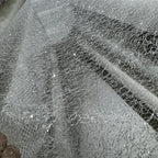 Tela de malla irregular para decoración de faldas, vestido de novia, escenario, bricolaje, color blanco brillante