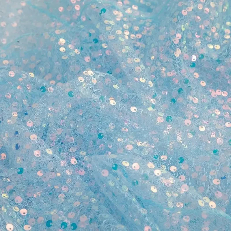 قماش دانتيل مطرز بالترتر الكريستالي مقاس 5 مم، قماش لامع لامع للأزياء المسرحية وملابس الأداء والحرف اليدوية