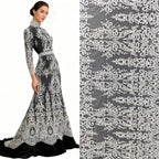 Tela de malla de encaje bordado blanco crudo de alta gama, diseño de vestidos de novia hechos a mano, accesorios de bricolaje, telas de decoración de ropa