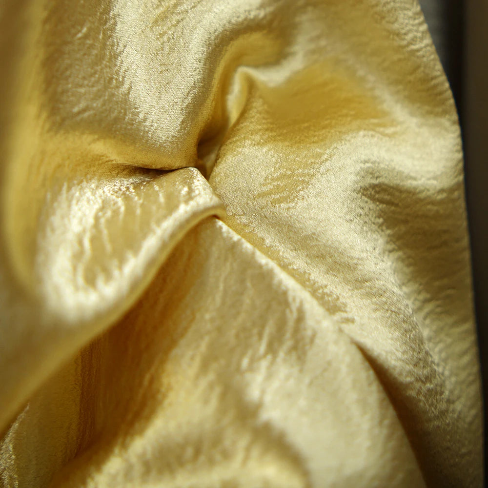 Camisa de tela suave de crepé doble dorado y plateado, vestido de diseñador, tela de costura DIY hecha a mano