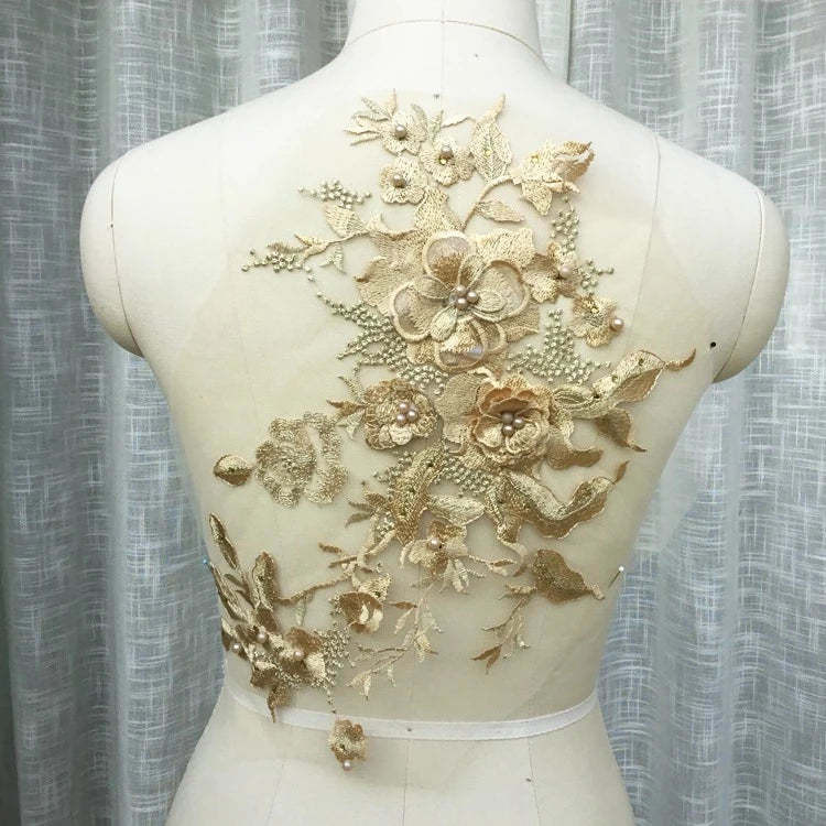 18 لون حلوى سلسلة 3D مسمار خرز بريق فستان الزفاف اللباس ملابس الأطفال DIY الدانتيل زهرة ملصقات الاكسسوارات