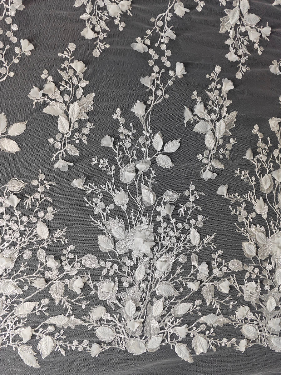 Raw White wedding dress headscarf flower leaves embroidered fabric skirt handmade DIY curtains tablecloths lace