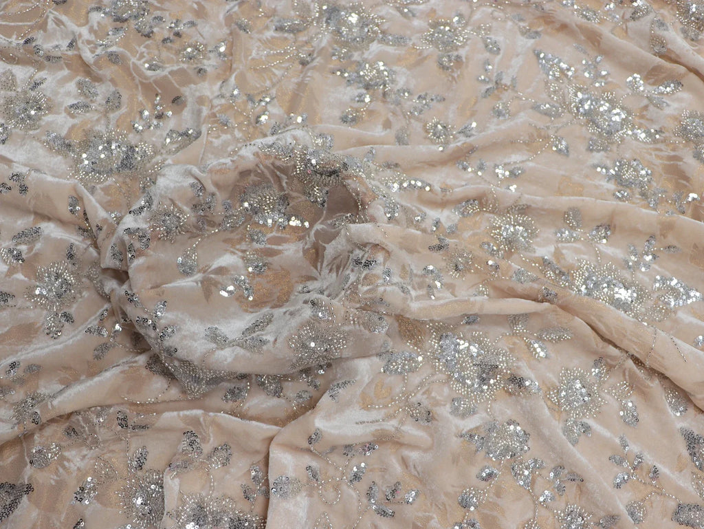 New Black Pink Bead Exquisite Embroidery Woven Gold Velvet Fabric Sewing Top Vest Dress Cheongsam Designer Fabric