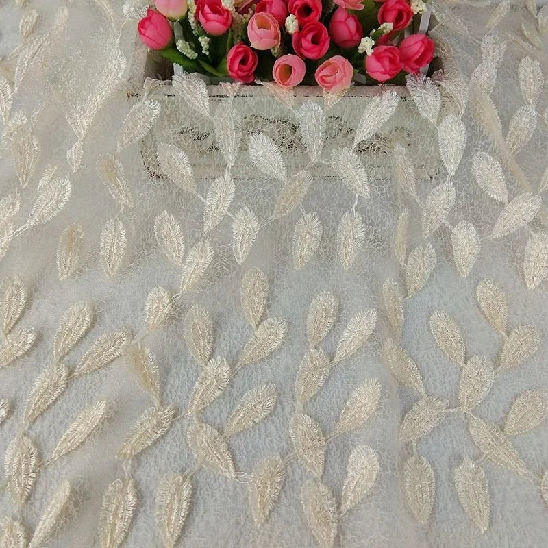 3D Water Soluble Mesh Embroidered Lace Fabric For DIY Dress Crafting Elegant Three Dimensional Floral Netting Material