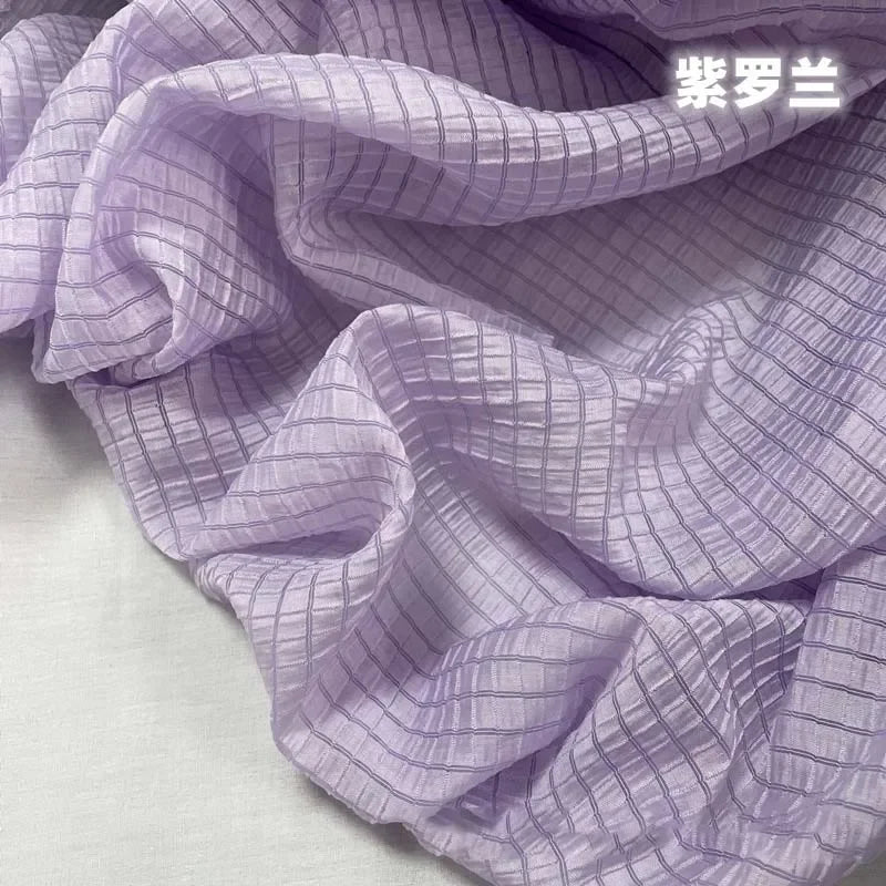 Cream Yellow Checkered Fabric Soft Breathable Textile For Summer Outfit Sewing DIY Clothing Craft Upholstery Home Decor Material