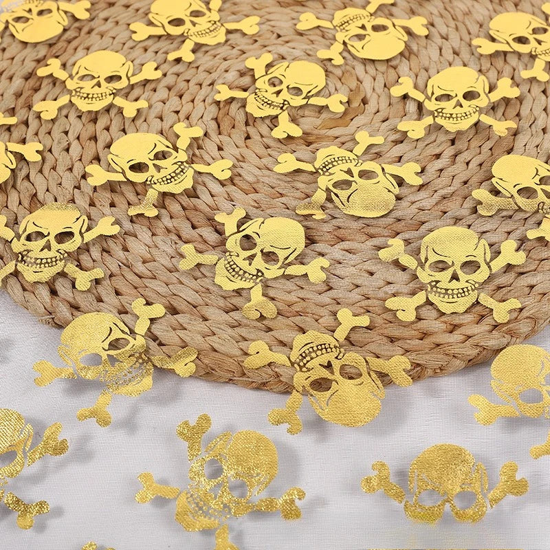 Halloween Gold Foil Mesh - Skeleton Pumpkin Witch Bat Stage Fabric