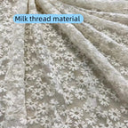 Tejido de malla de hilo de algodón soluble en agua, bordado con encaje y pequeños crisantemos florales, para prendas de vestir, parte superior e inferior.