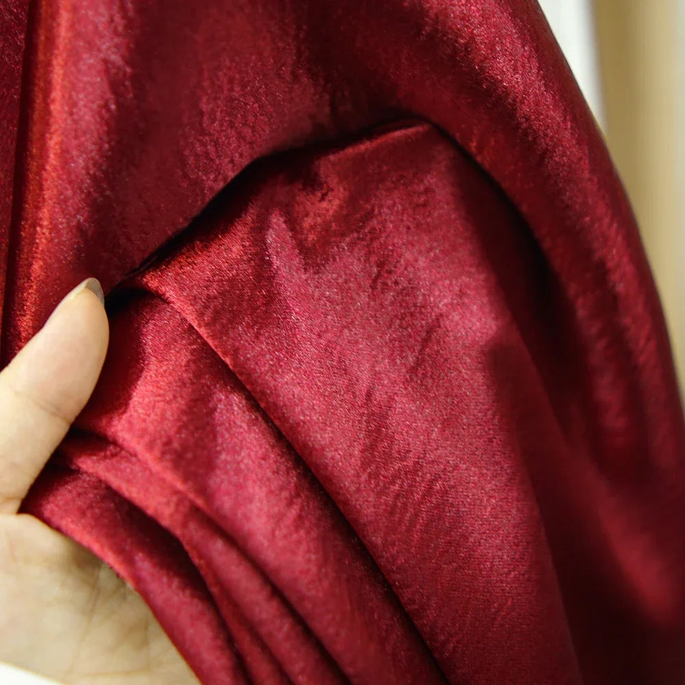 Metallic Shiny Satin Crepe Fabric - Formal Dress Stage Material 150cm