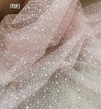 Plucked white meat powder with stars all over the sky pentagrams polka dots soft mesh wedding dress headscarf fashion diy fabric