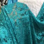 قماش دانتيل مطاطي برتقالي فلوري شفاف شبكي مع تطريز وردي للفساتين وملابس الأداء قماش شبكي شفاف زهري