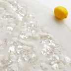 Tela de malla blanca con bordado de cuentas, tela de encaje con bordado de lentejuelas, tela de costura para decoración de cheongsam, tela personalizada