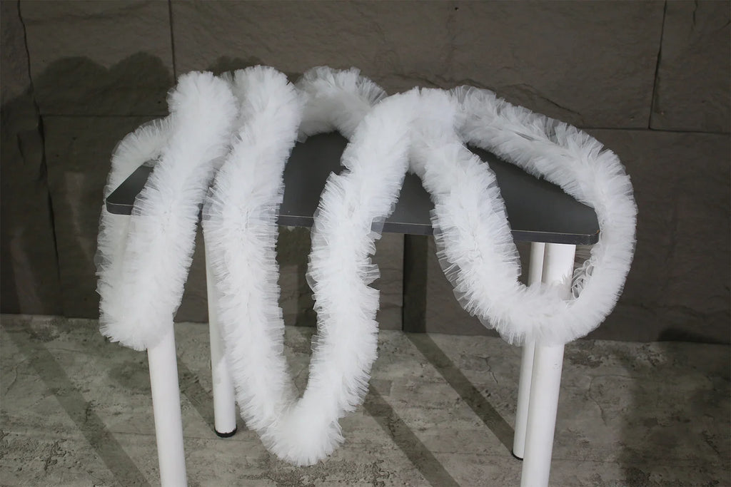 Tela de encaje blanco, accesorios de encaje, pliegues, costura plisada, falda esponjosa, decoración, ropa, tela de diseñador DIY