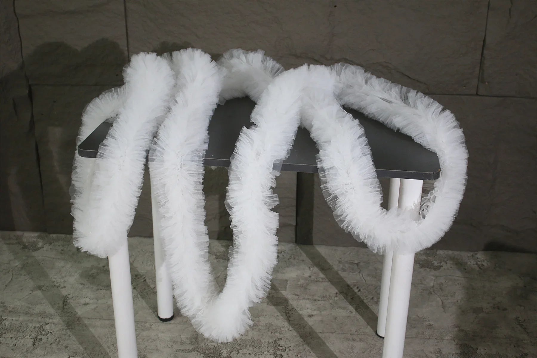 Tela de encaje blanco, accesorios de encaje, pliegues, costura plisada, falda esponjosa, decoración, ropa, tela de diseñador DIY