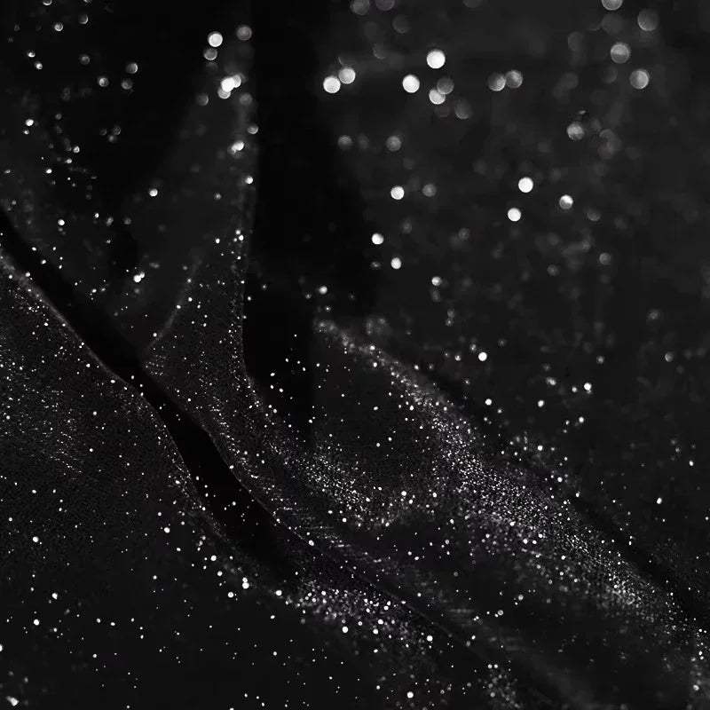 قماش مخملي حريري لامع مرصع بالنجوم - مادة ناعمة لامعة متألقة