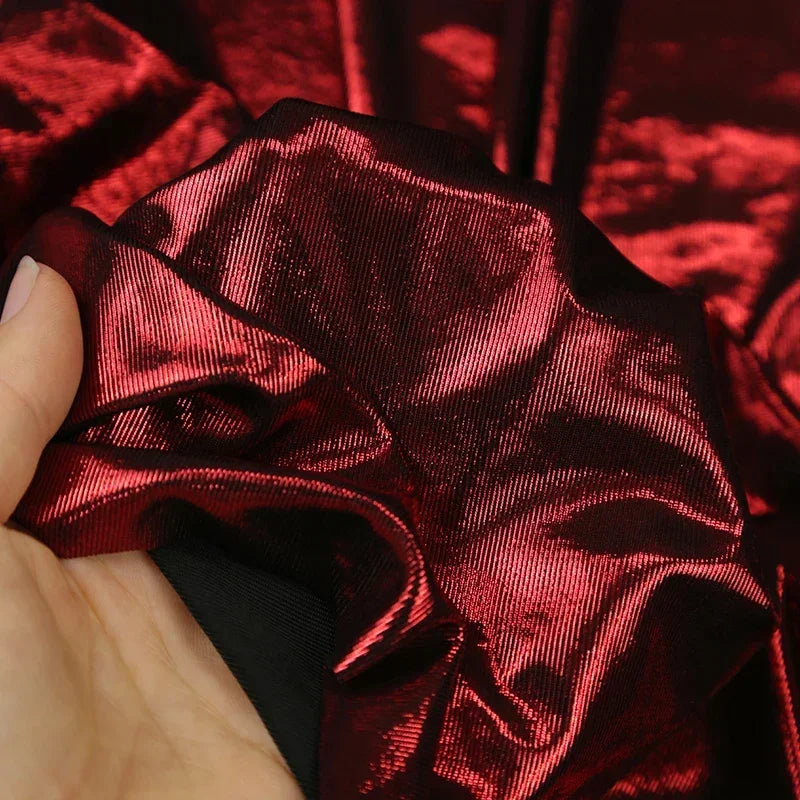 قماش جلدي معدني ذهبي فضي - مادة مرنة فائقة النحافة 150 سم