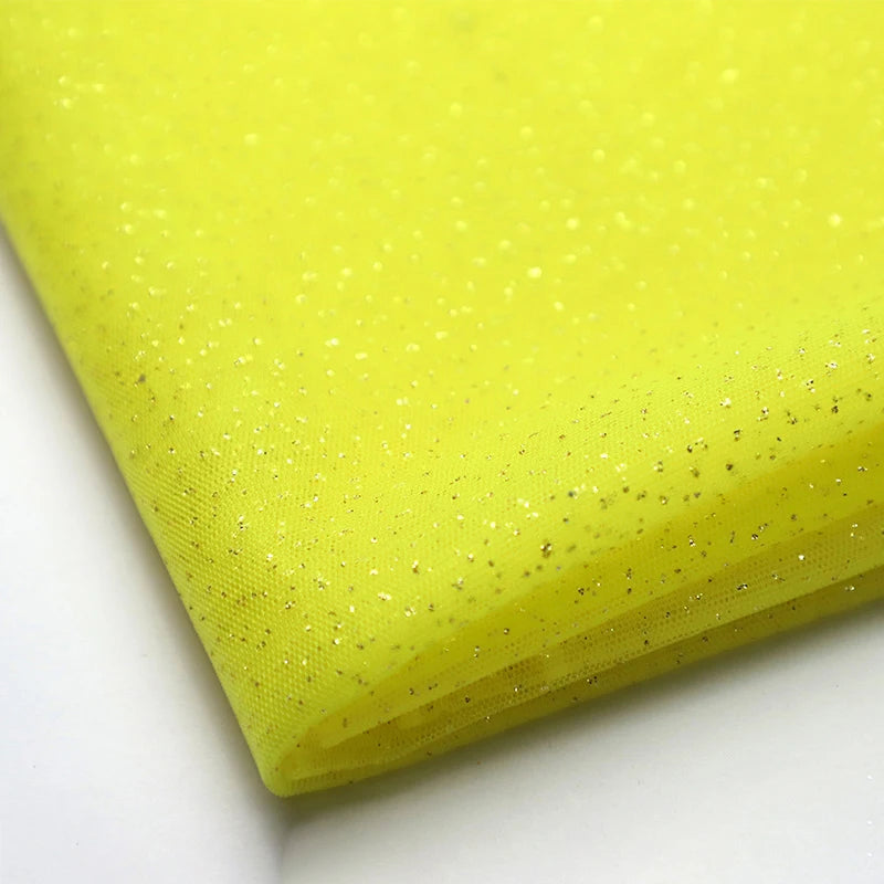 High Quality Thickened Soft Mesh Fabric Gold Spray Silver Flash Yarn for Fashion Wedding Dresses DIY Gown Decorative Fabric