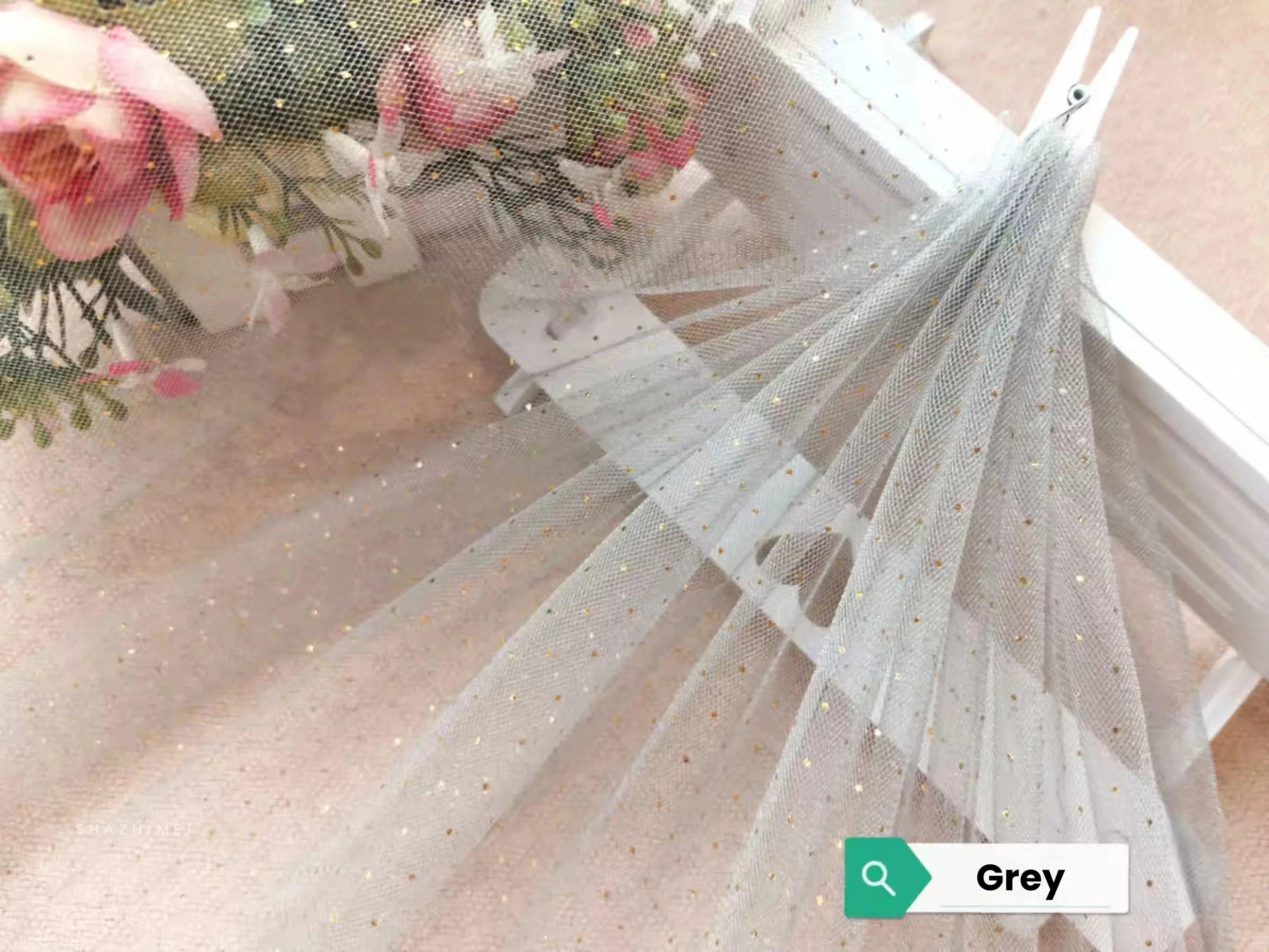 High-quality Blue Black Purple Champagne Colored Headdress, Hot Stamping Gold Spray Shiny Film Wedding Dress Soft Tulle Fabric