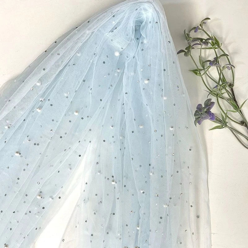 Soft Pearl Tulle Fabric - Delicate Mesh for Bridal Gowns & Elegant Backdrops