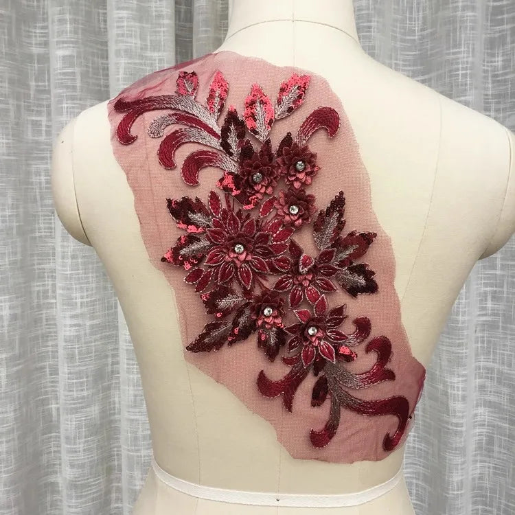 فستان سهرة مخصص من الدانتيل على شكل زهرة ثلاثية الأبعاد، ملابس الأم، إكسسوارات الملصقات