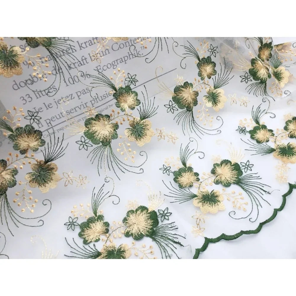 قماش تطريز زهور ثلاثي الأبعاد من الدانتيل الشبكي، فستان زفاف، هانفو، شيونغسام، حقيبة، قماش ملابس