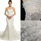 New exquisite flower studded sequin fabric sewn high-end wedding dress embroidered lace fabric DIY veil