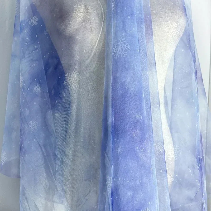 Blue And Purple Mesh Fabric DIY Photo Decoration Soft Background Tablecloth Clothing Handmade Fabric Bridal Dress Wedding Dress