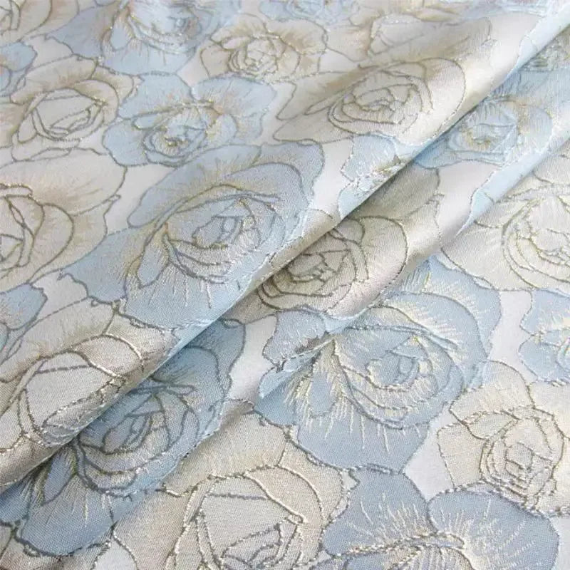 Gold Rose Jacquard Fabric - Yarn Dyed Coat Vest Material