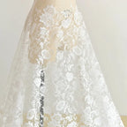 قماش دانتيل أبيض عالي الجودة من القطن المنقوش بشبكة مطرزة لفساتين الزفاف وزينة الفساتين وإكسسوارات الملابس