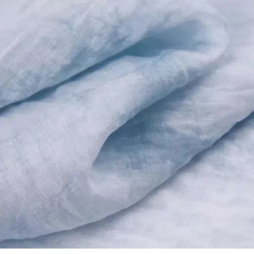 قماش ناعم شبه شفاف من الحرير الشبكي والكتان والقطن - نسيج مصبوغ طبيعيًا