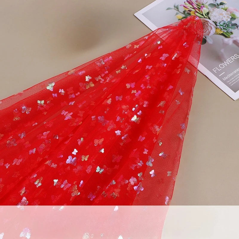 قماش شبكي ملون على شكل فراشة مناسب لتزيين حفلات الزفاف وفساتين الشيفون والتنانير والإكسسوارات وما إلى ذلك