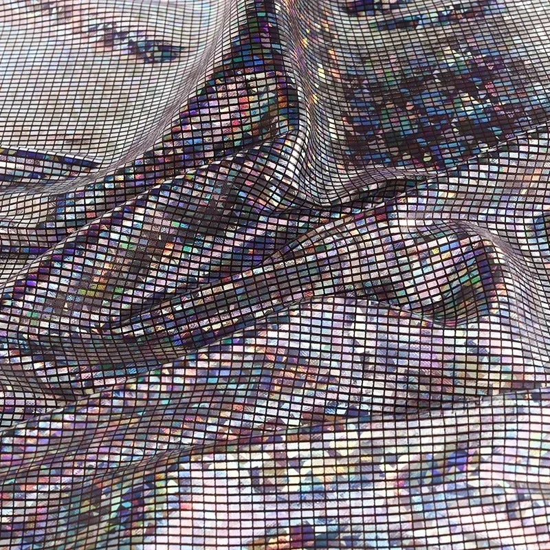 Laser Iridescent Shiny Hot Stamping Block Fabric Sewing Stage Performance Costumes Background Decoration Designer Fabric