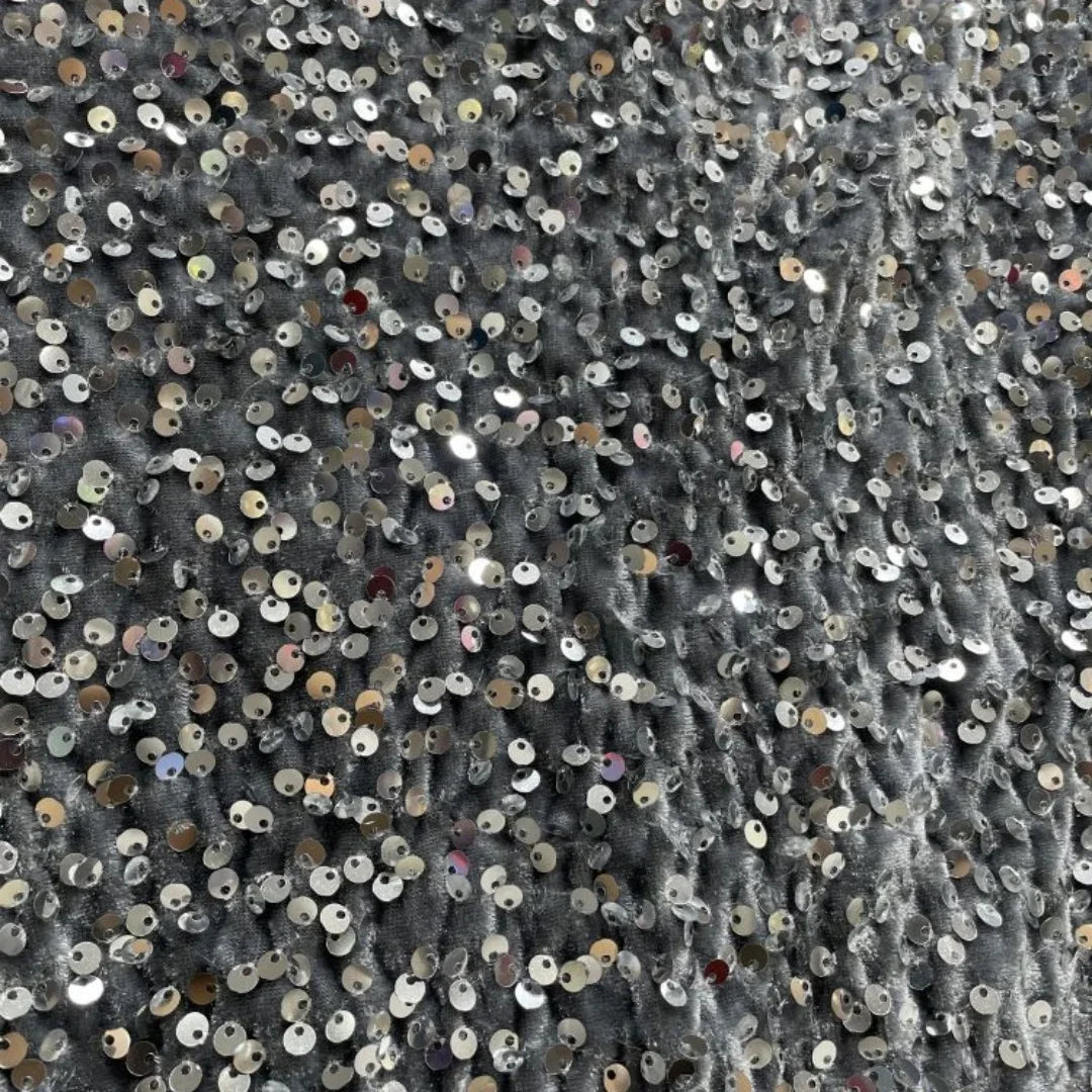 Luxury Velvet Beaded Embroidery Fabric With Dense Sequins Non Shedding Plush For Evening Gown Wedding Dress DIY Decoration