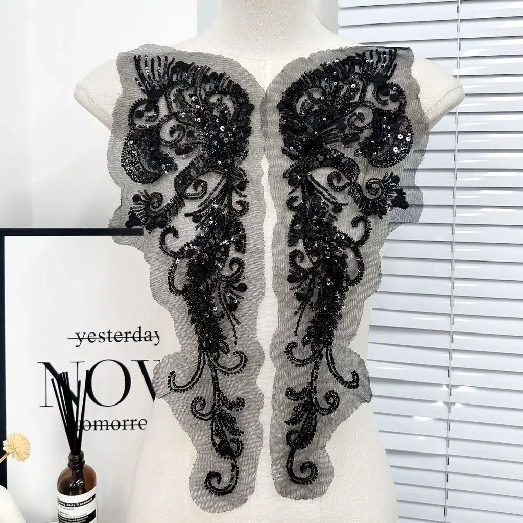 Apliques de encaje blanco de alta calidad, tela de encaje con cuentas, accesorios para vestidos de novia y vestidos de noche, accesorios de ropa hechos a mano