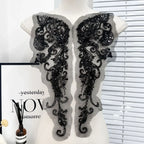 Apliques de encaje blanco de alta calidad, tela de encaje con cuentas, accesorios para vestidos de novia y vestidos de noche, accesorios de ropa hechos a mano