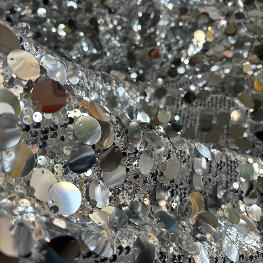 قماش ترتر كبير باللونين الذهبي والفضي للفساتين وديكورات حفلات الزفاف والخلفيات والستائر المصنوعة يدويًا والخياطة اليدوية