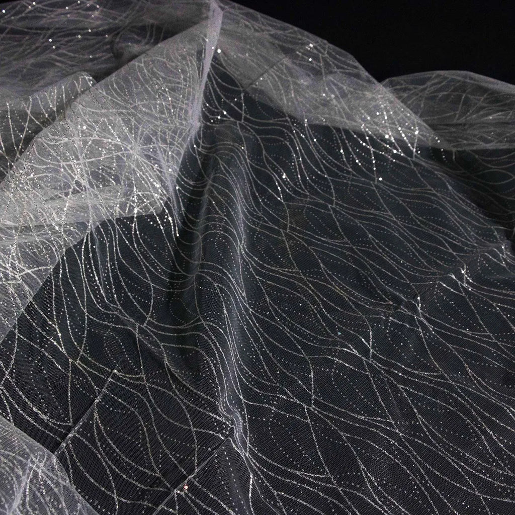 Striped spray silver glitter pink glitter transparent mesh sewing wedding dress fabric mesh accessories