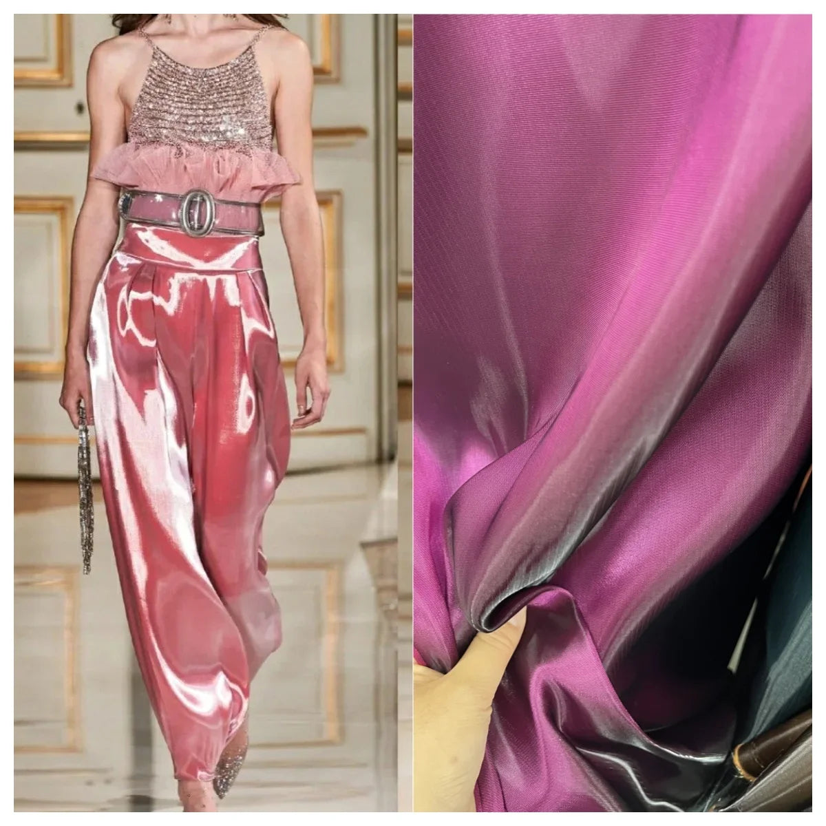 TR Satin Fabric - Liquid Organza Glow Lustrous Wedding Dress Material