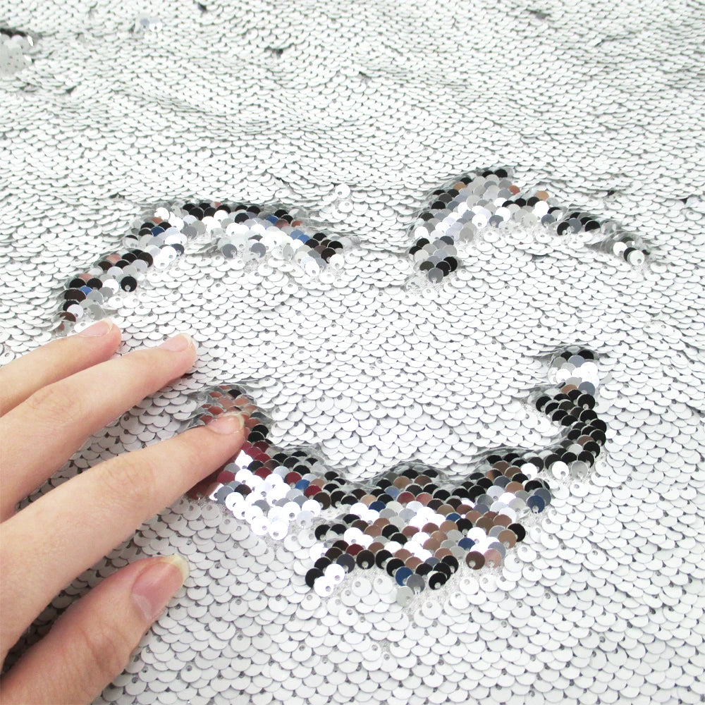 Tela reversible de lentejuelas bicolor para vestido de noche, diseño de lazos para el cabello, accesorios para mujer