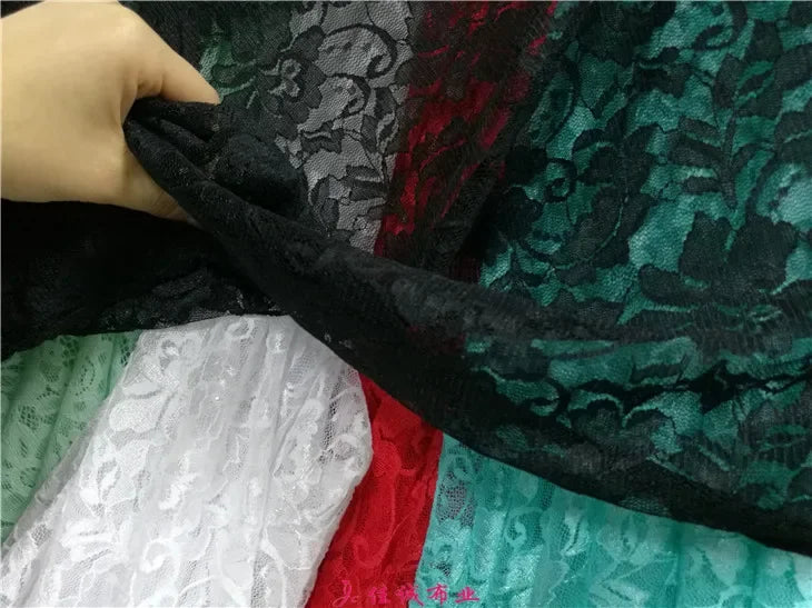 قماش دانتيل مطاطي برتقالي فلوري شفاف شبكي مع تطريز وردي للفساتين وملابس الأداء قماش شبكي شفاف زهري