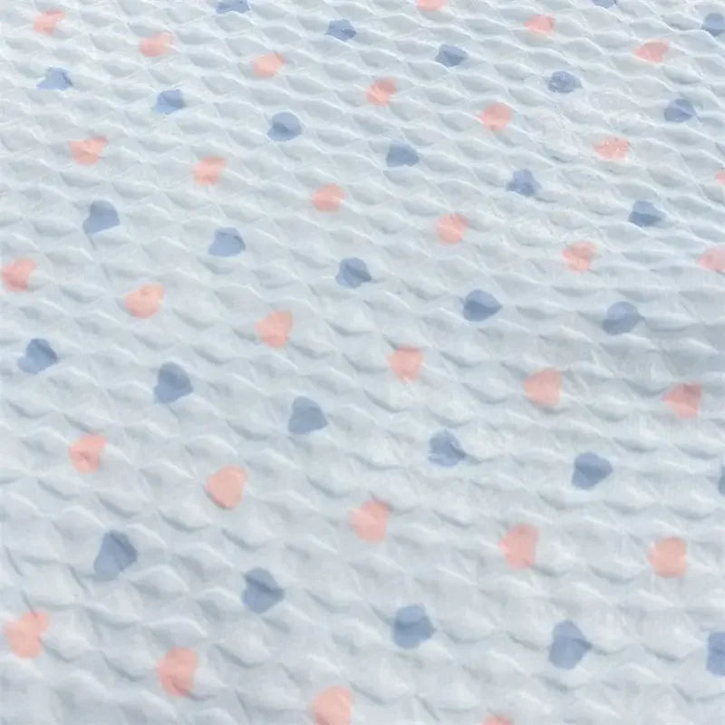 Tela de burbujas arrugada con estampado de corazón de melocotón para ropa de bebé hecha a mano, diadema, vestido infantil, material de textura suave DIY