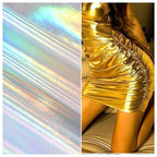 Silver Holographic Foil Spandex - Four Way Stretch Fabric - fabric photo 2