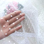 حجاب الزفاف من شبكة دائرية منقطة مموجة من مادة عصابة الرأس من قماش تنورة منفوشة حجاب قبعة علوية لحفلات الزفاف والمناسبات الخاصة