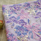 Pink Purple Floral 3D Relief Jacquard Brocade - Evening Gown Coat Dress Curtain Fabric