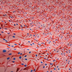 High-End Chiffon Fabric Deep Pink Blue Berry Floral Print For Girls Cheongsam Dress Thin Soft Material For Clothing