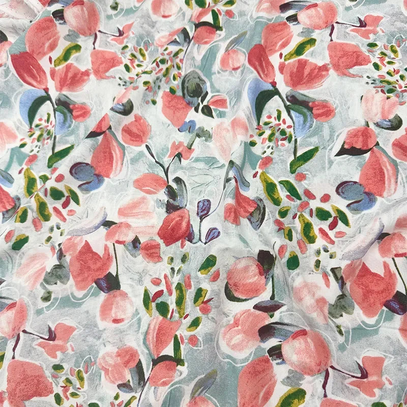 قماش قطني كتان مطبوع بنمط زهور فنية مرسومة بالزيت لخياطة غطاء الطاولة والستائر والديكور الداخلي