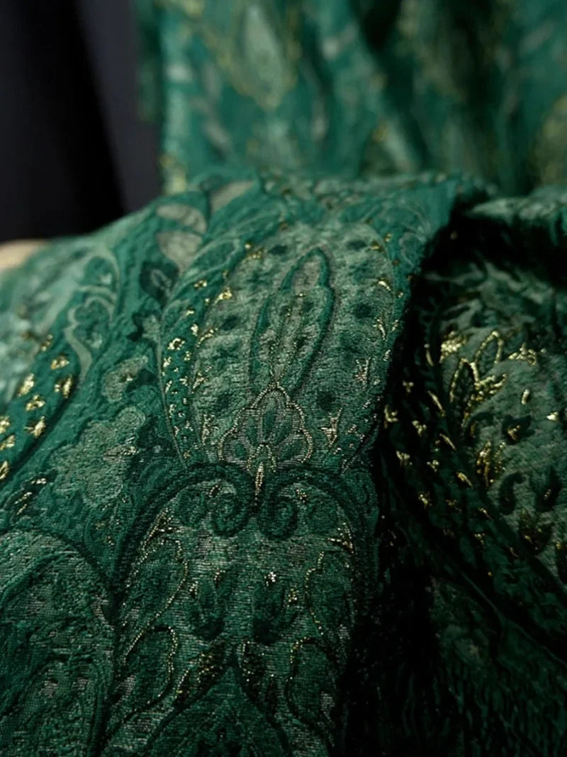 Palace Style Bright Silk Blended 3D Texture Relief Jacquard Fabric - Luxurious Material 137cm