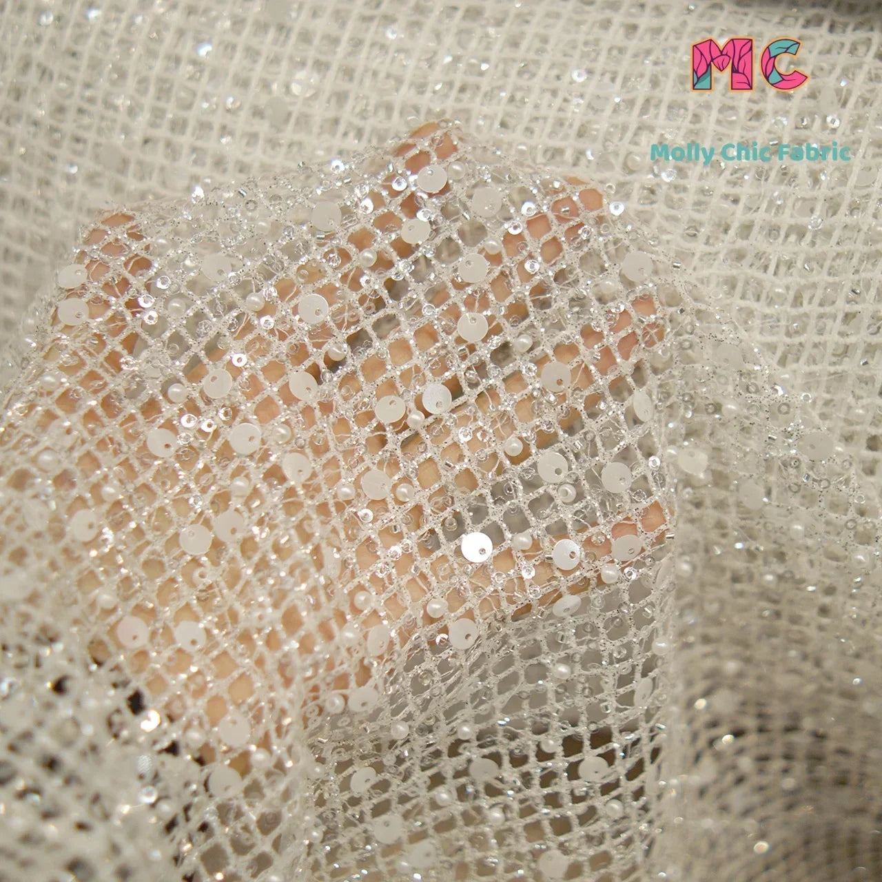 New Nail Bead Glitter Crystal Sprinkle Gold Powder Mesh Hollow Mesh Diy Sewing High-end Wedding Evening Dress Fabrics For Sewing