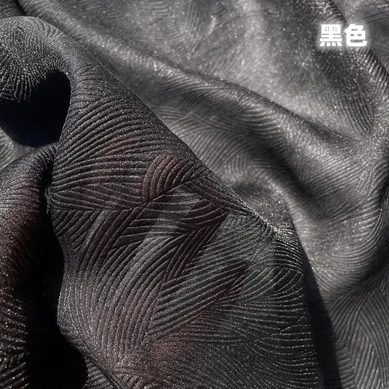 Pearl Leaf Jacquard Fabric - Vintage Textured for Dresses & Décor