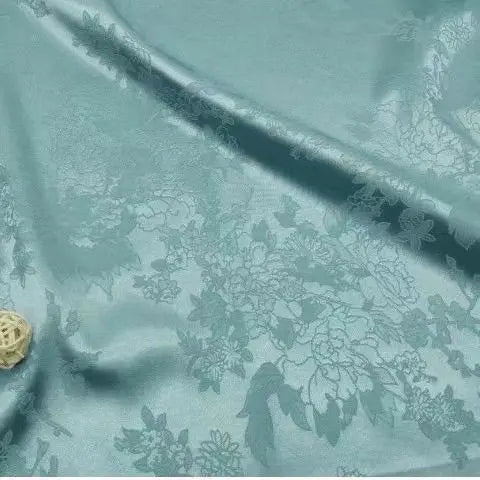 قماش الجاكار الساتان ذو زهرة الكرمة ناعم ومناسب لفساتين الزفاف والفساتين الرسمية وأقمشة الملابس المصنوعة يدويًا