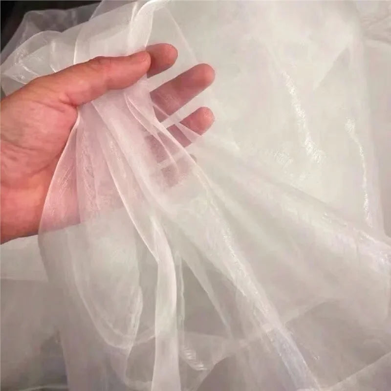 قماش أورجانزا شفاف ثنائي اللون، قماش شبكي شفاف خفيف الوزن، نسيج حالم ثنائي الظل لفساتين السهرة وديكور الزفاف